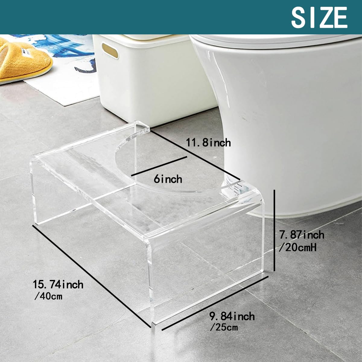 Acryl-Toilettenhocker im Kniebeugen-Set, 2 Stück, Hocker, Toilettenhocker für Erwachsene und Kinder, modernes Design, passt leicht in jedes Badezimmer (transparent, 2 Stück)