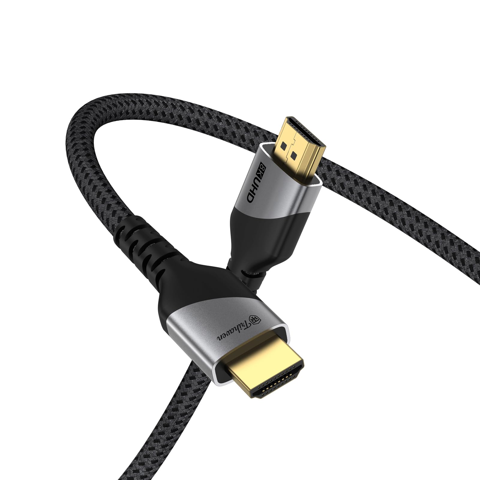 Cavo HDMI 2.1 8K a 60 Hz, 4K a 120 Hz, cavo HDMI intrecciato ad altissima velocità 48 Gbps con HDR dinamico, eARC, Dolby Vision e 3D, compatibile con TV, monitor, laptop, PS5, Xbox Series X