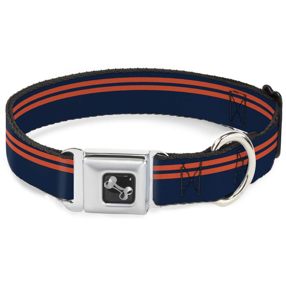 Buckle-Down Obroża dla psa w paski wyścigowe 40-58 cm, granatowa/pomarańczowa kość, szeroka średnia