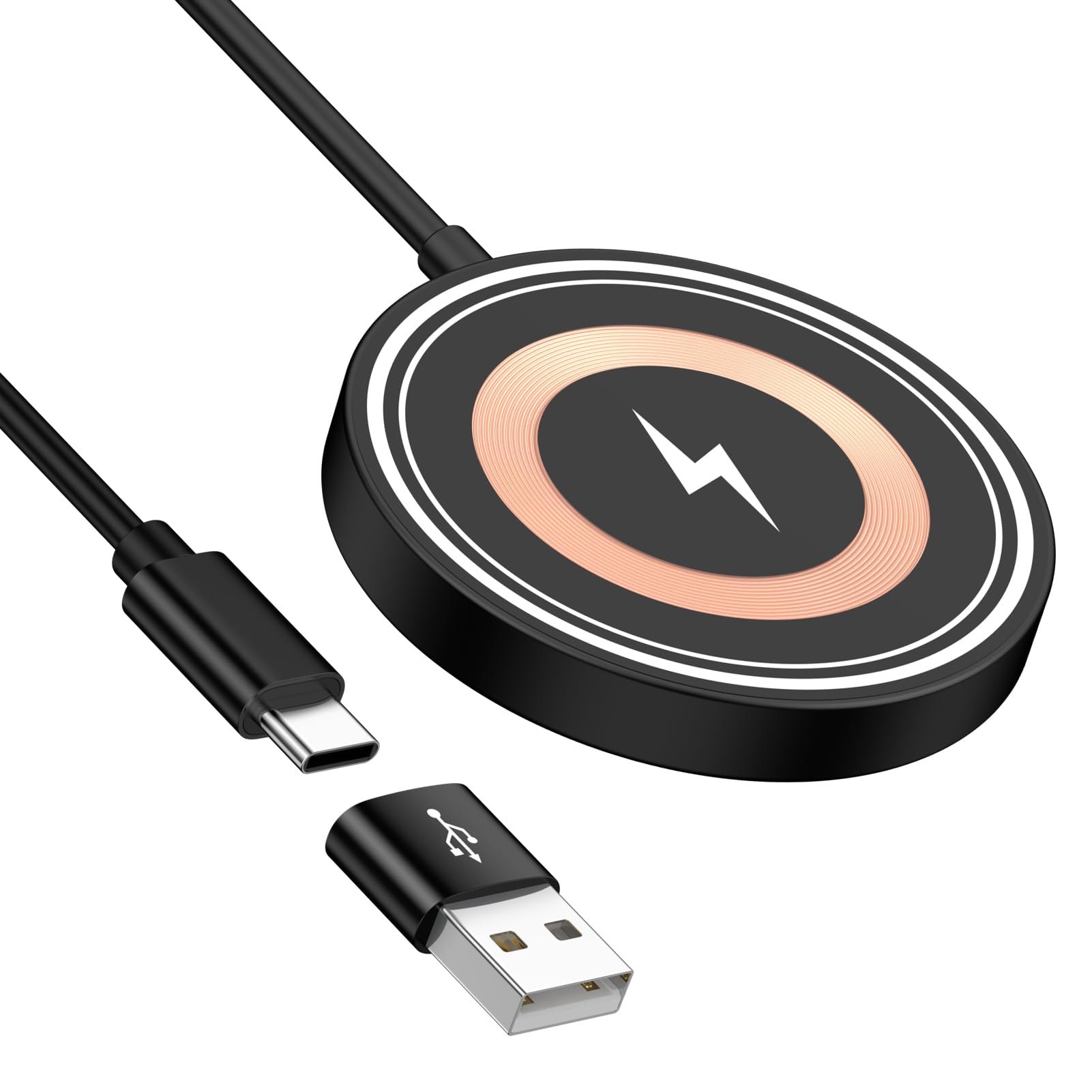 Magnetic Charger Samsung S26 Ultra Wireless Charger 15W Fast Charging Pad | USB-C/A Magsafe Wireless Charger Pad for Android Samsung Galaxy S26 S25 S24 iPhone 17e 17 16e 16 15 Pro Max AirPods Pro 4-2