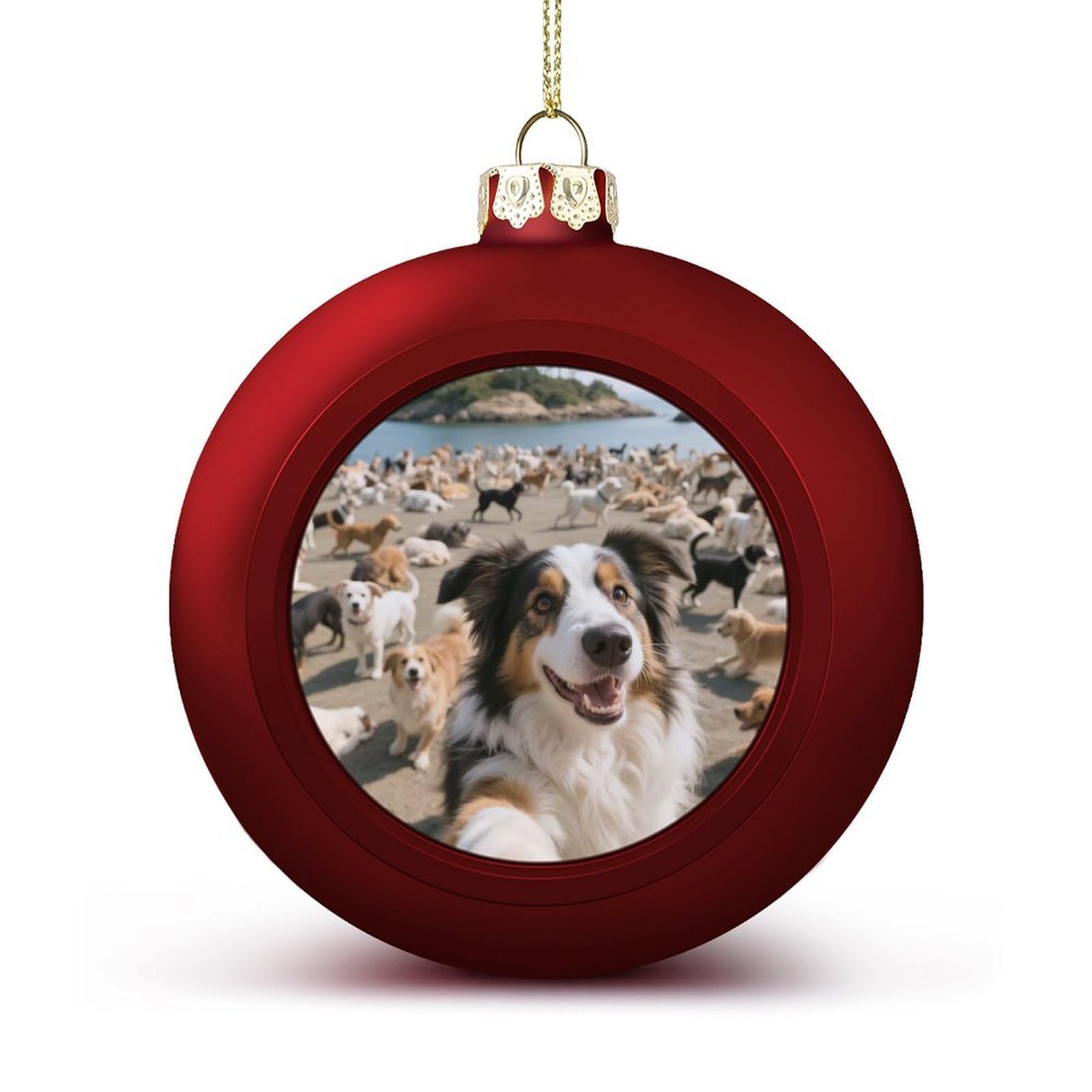 Boule de Noël chien sur l'île originale plastique incassable suspension sapin
