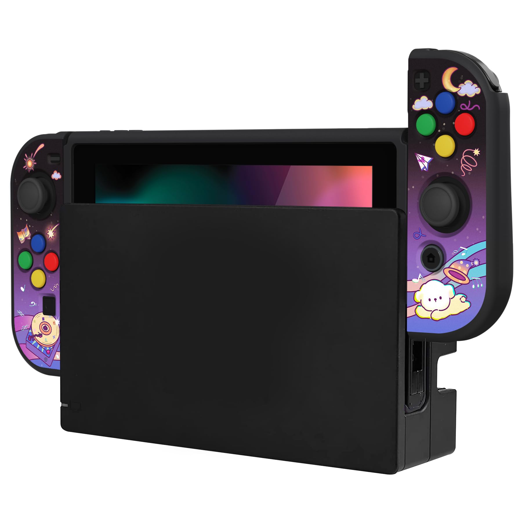 playvital ZealProtect - Custodia protettiva morbida per Nintendo Switch, protezione flessibile per interruttore, con pellicola protettiva in vetro, impugnature per pollice e tappi per pulsanti ABXY