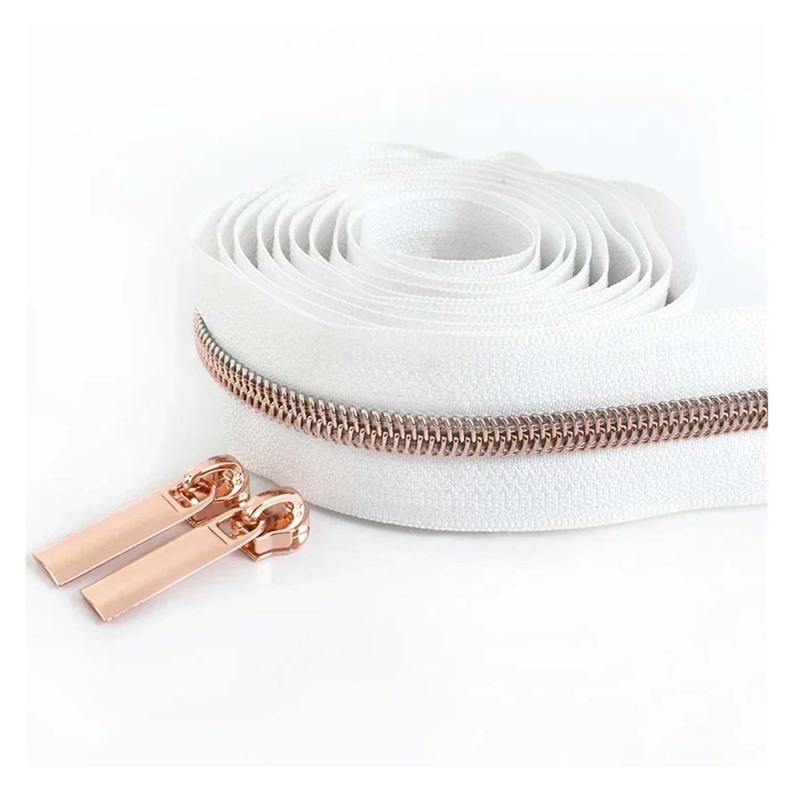 Zippers Nylon, Nylon Zipper Repair Kit with 2 Slider Pulls 2 Meters Zipper Tape 5# Multicolor(M501rosegold)