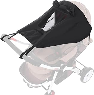 Sun Shade for Strollers Pram Sunshade Sun Cover Waterproof Stroller Sunshade Cover for Two-Way/High View Stroller (Black)