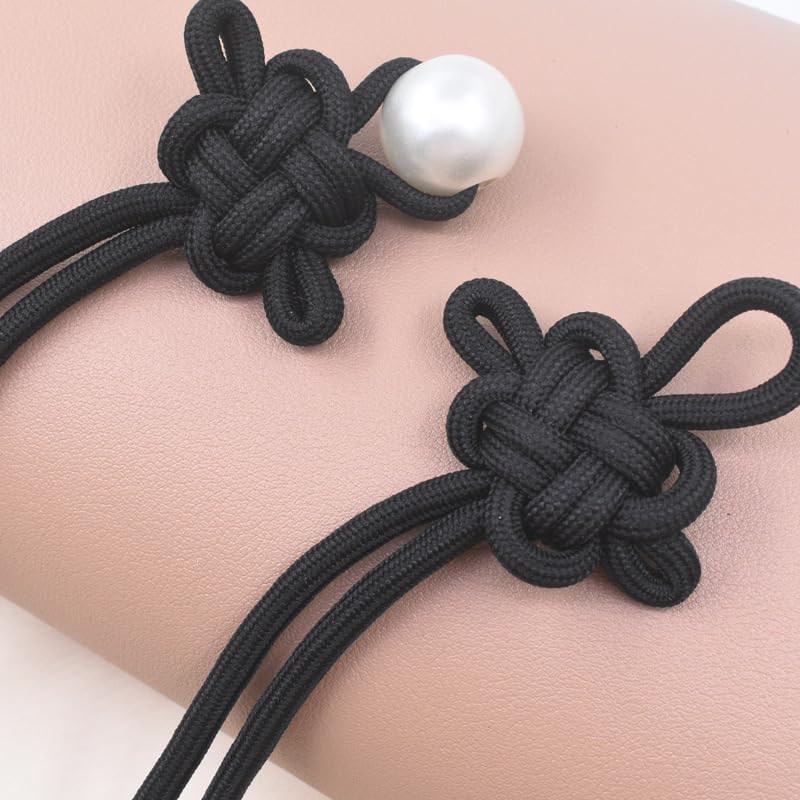 Chińskie przyciski zamknięcia, 45 cm 4 szt. Klamra z chińskim węzłem, ręcznie tkana klamra, klamra w stylu qipao, ozdobny guzik(Black Buckle)