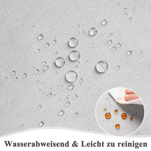AooHome Tischdecke Abwaschbar, Hellgrau Tischdecken 135x180cm Leinen-Optik Tischtuch aus Polyester Wasserabweisend mit Lotuseffekt, Dauerhaft Kratzfest für Wohnzimmer, Esszimmer, Balkon, Garten