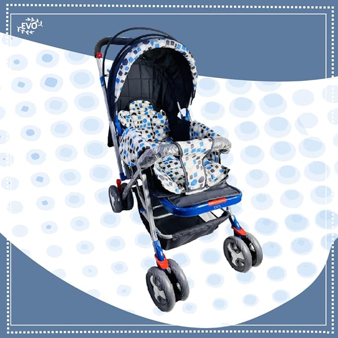 Evoshine Foldable, Lightweight Stroller with Food Tray for 0-4 Year Baby Boys, Girls Travel Friendly with Full Canopy, 360 degree Wheels & Easy Fold, Reclining Pram (White) (White)