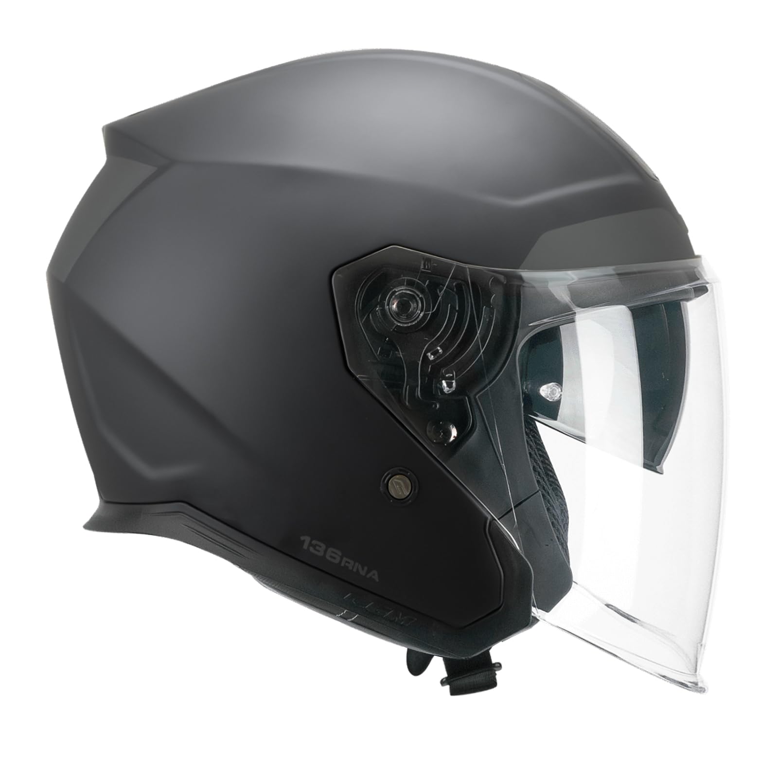 CGM Casco open face, 136F RNA FIBRA MONO Nero opaco, S