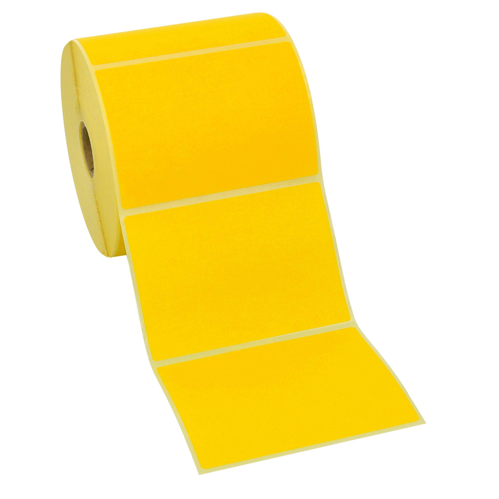 Labelident Thermoetiketten gelb 100 x 150 mm - 3.000 Etiketten, 6 Rollen à 500 Etiketten, stark selbstklebend, für Thermodrucker