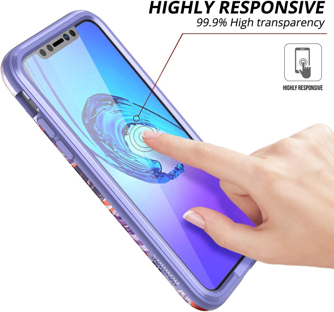 SURITCH Case for iPhone 11,[Built-in Screen Protector] Hybrid Full-Body Protection Dual Layer Soft Silicone Shockproof TPU Bumper Lavender Protective Cover for iPhone 11 6.1 Inch (Purple Marble)