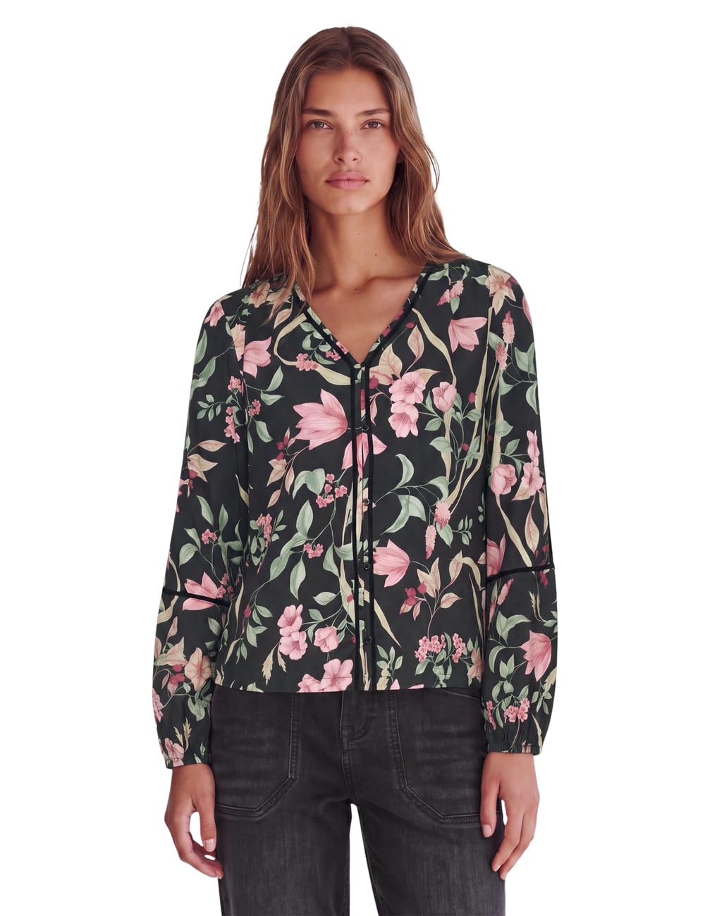 Street One Studio Damen 3413648 Langarm Tunika mit V-Neck und Print (1er Pack)
