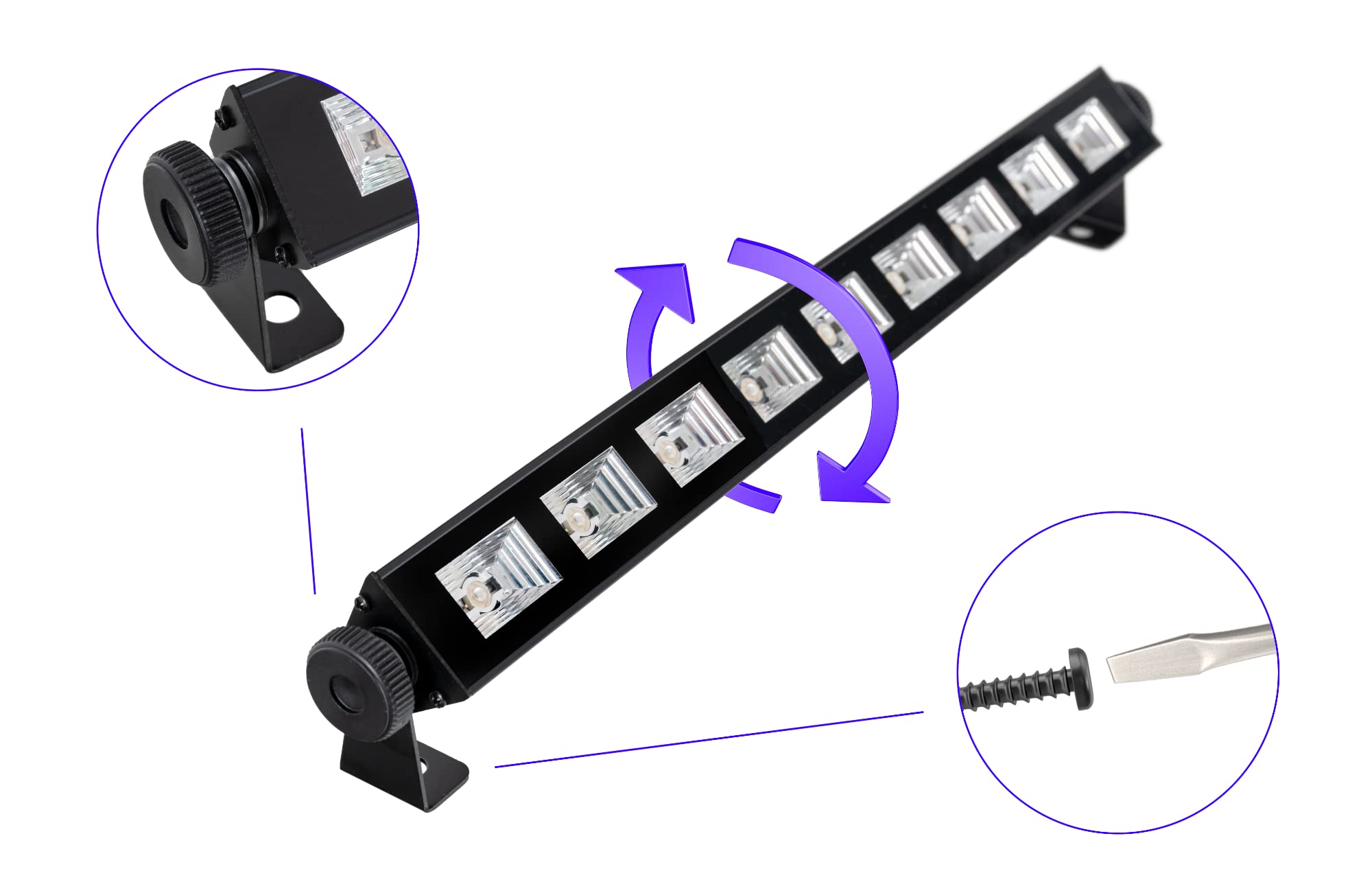 Showlite UL-9 UV-Bar - Barra LED de luz negra - Iluminación UV para escenario - para fiesta, decoración, discoteca y bar - con cable y fuente de alimentación