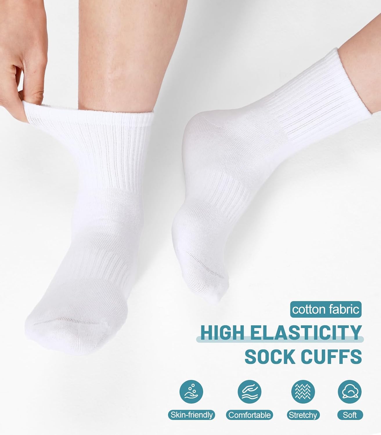 Breslatte 4pairs Crew Socks for Women Men Soft Cotton Striped Socks for Daily Athletic Running