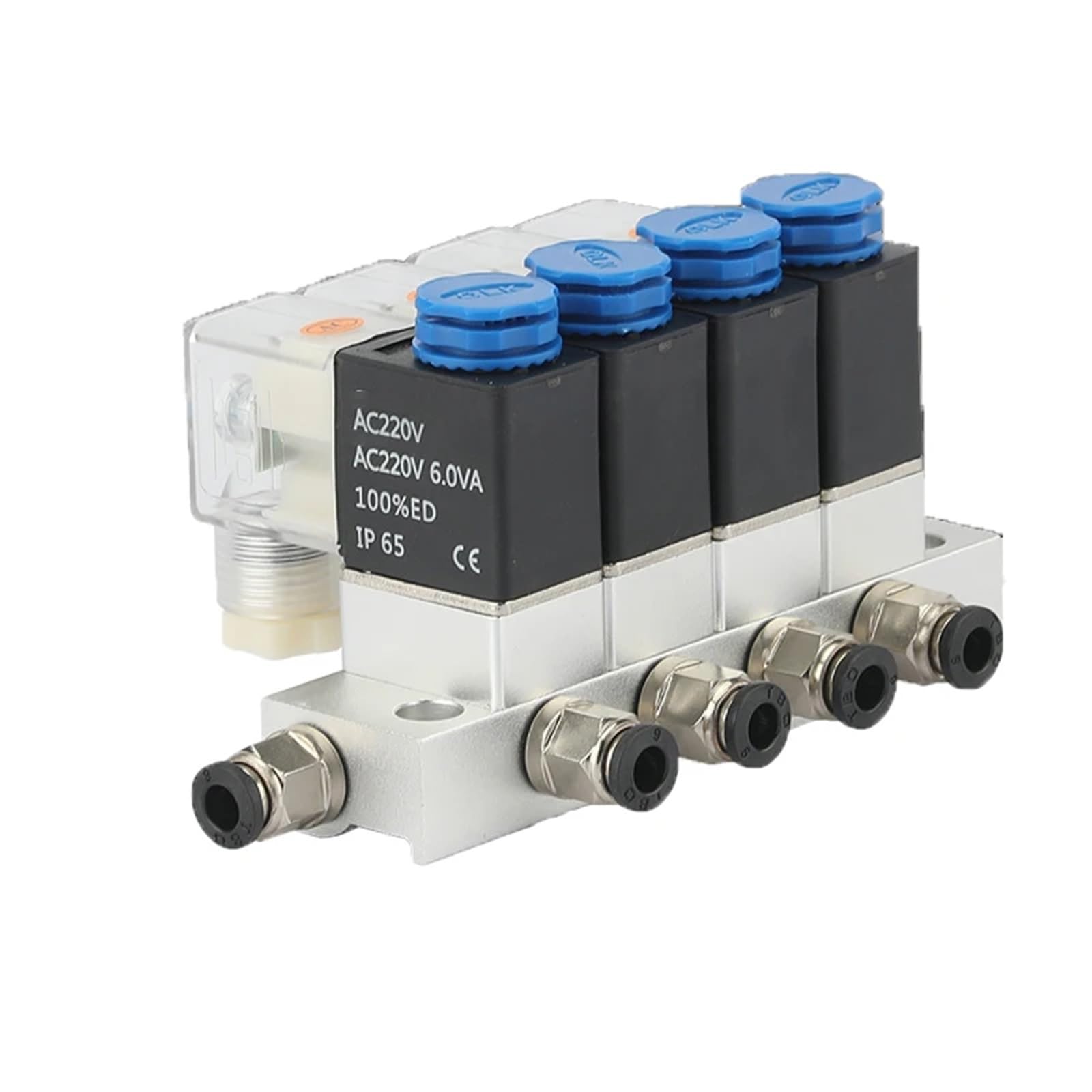 PXQCHAVLN Solenoid Valve Normally Closed 2V025-06 AC220V DC12V24V multi-way combination type valve air magnetic Pneumatic 2V025-08(5F,DC12V 6mm fittings)
