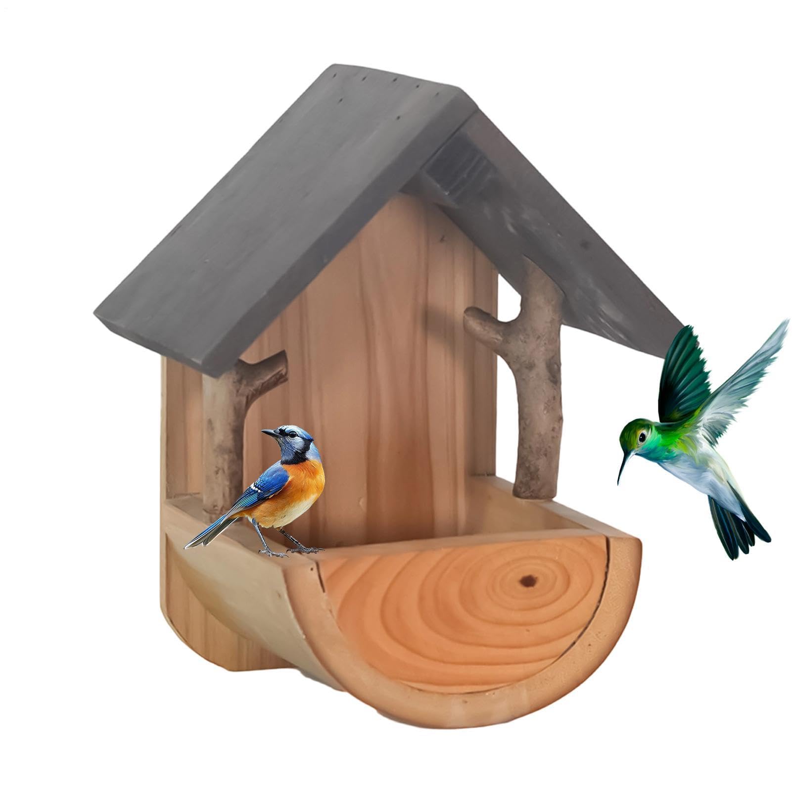 Bird Table, Hanging Wild Bird Table Feeder, Weatherproof Wooden Birds Feeder, Garden Tree Feeding Station, Easy to Install,Hanging Birds Feeders Tables Seed Feeding Station for Outdoor Patio