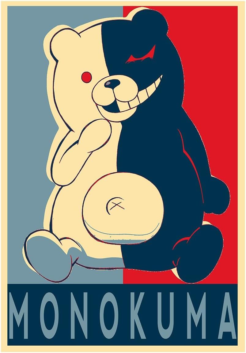 RAINFIRE CREATION! Danganronpa Monokuma Propaganda Anime Wall Poster 12x18 Inch Gloss Finish wall poster room decor wall decor gift item for Bedroom Anime Fan Wall Art Decor