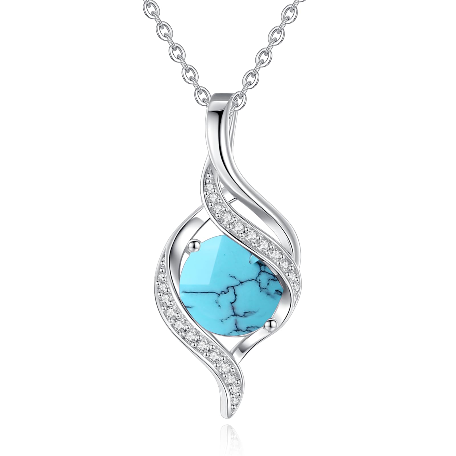 FANCIME Birthstone Necklace for Women Round Cubic Zirconia Necklace S925 Sterling Silver full Love Birthday Gifts for Mom Women