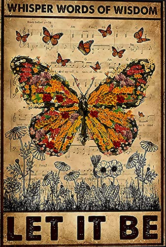 Eeypy Hippie Retro Butterfly Whispering Words of Wisdom Retro Butterfly Decoration, Hippie Decoration, Home Decor, Wall Art Tin Sign Metal Sign Metal Sign Tin Sign Wall Art 8x12inch