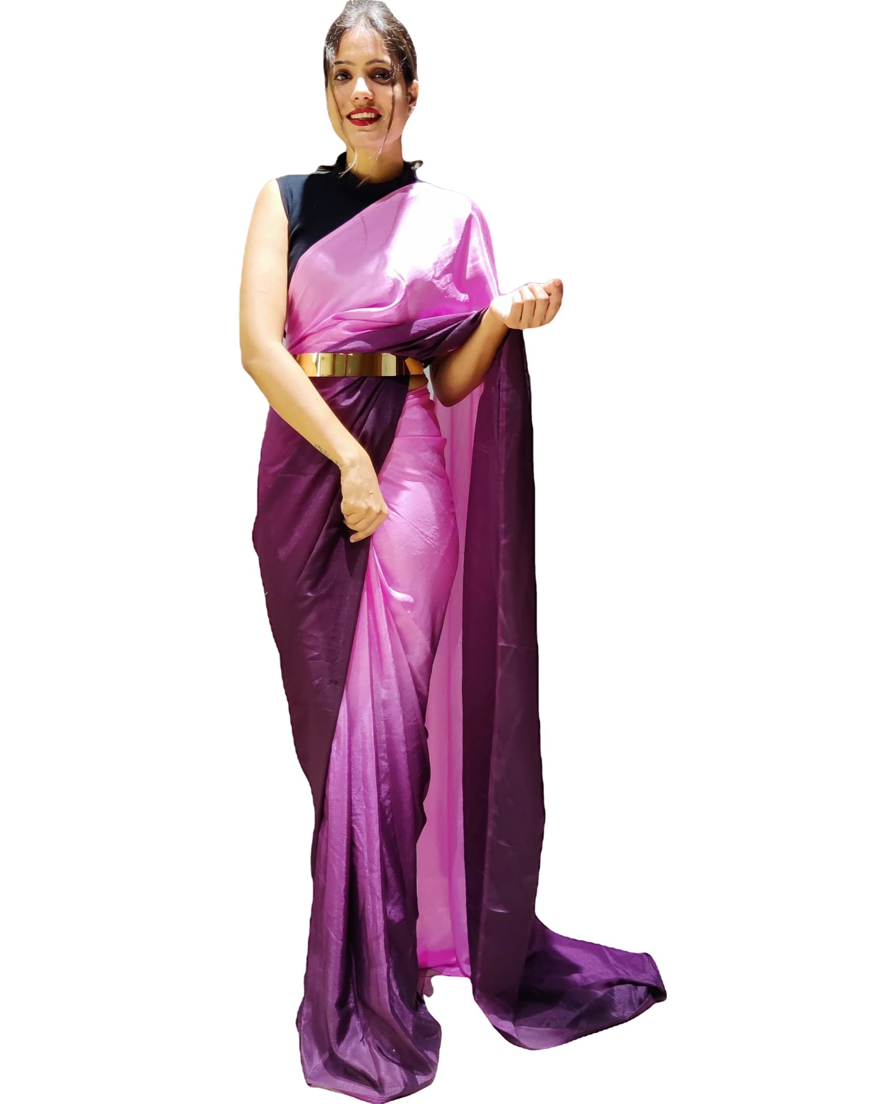 Sidhidata Women's Chiffon Georgette Ready To Wear saree With Unstitched Blouse Piece