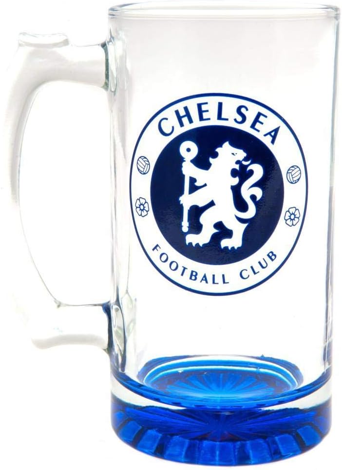 Chelsea FC Crest Glass Tankard (One Size) (Blue)
