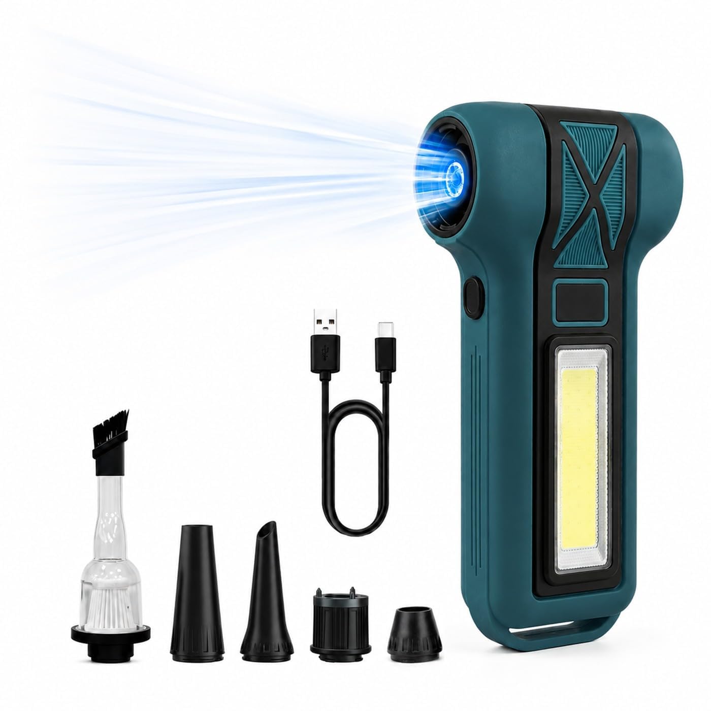 Shakti Technology AirJet Pro Handheld High-Speed Air Duster,130000 RPM Cordless Mini Air Blower & Vacuum Cleaner 2-in-1, Portable Rechargeable Blower for Home, Car, PC and Keyboard Cleaning (Blue)-image-45