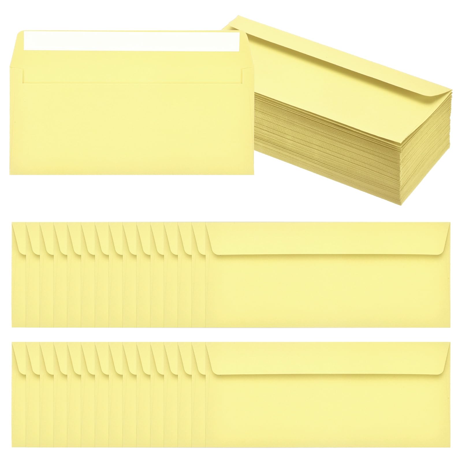 PATIKIL 100 Pack Light Yellow #10 Business Envelopes