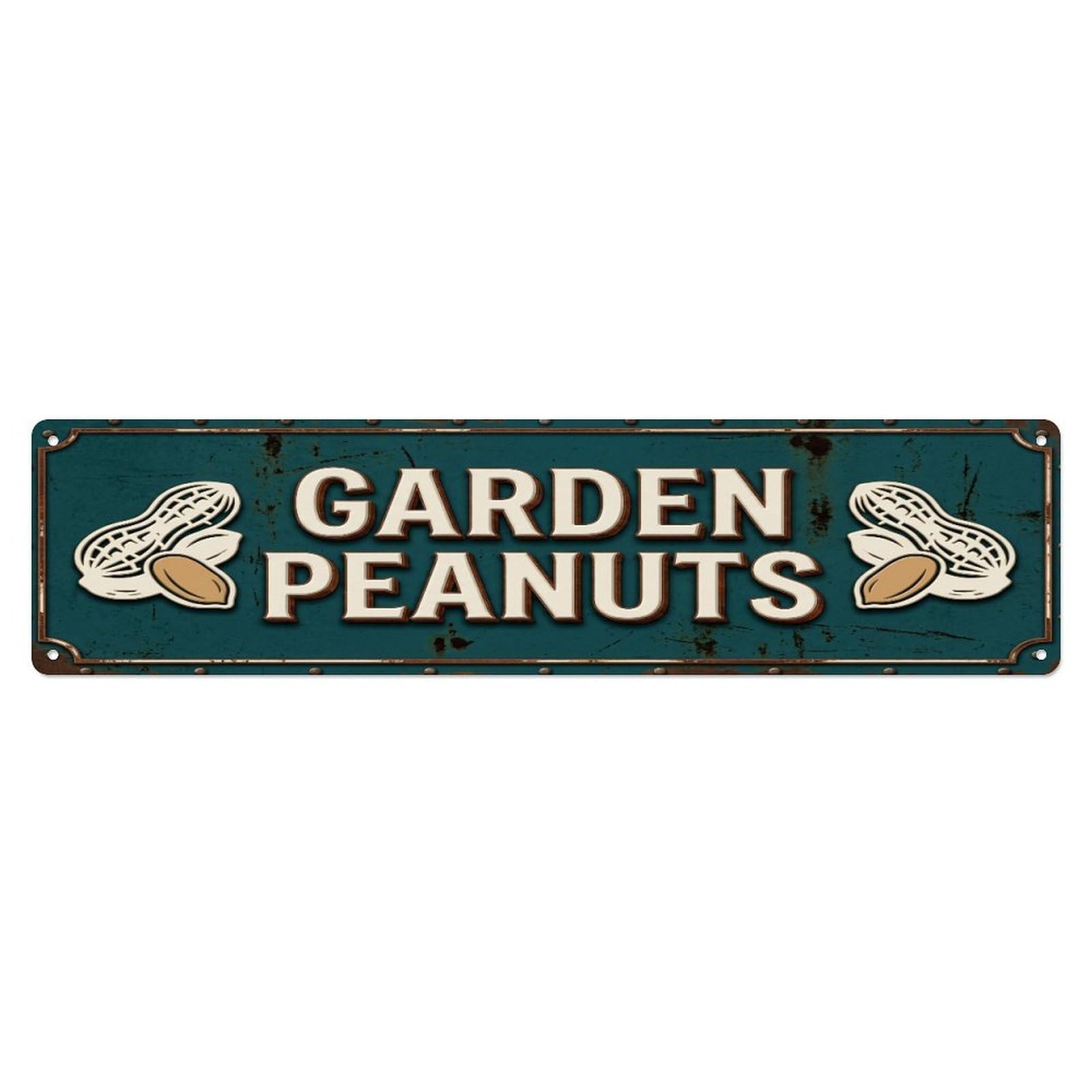Metal Tin Sign GARDEN PEANUTS Vintage Legume Rustic Farmhouse