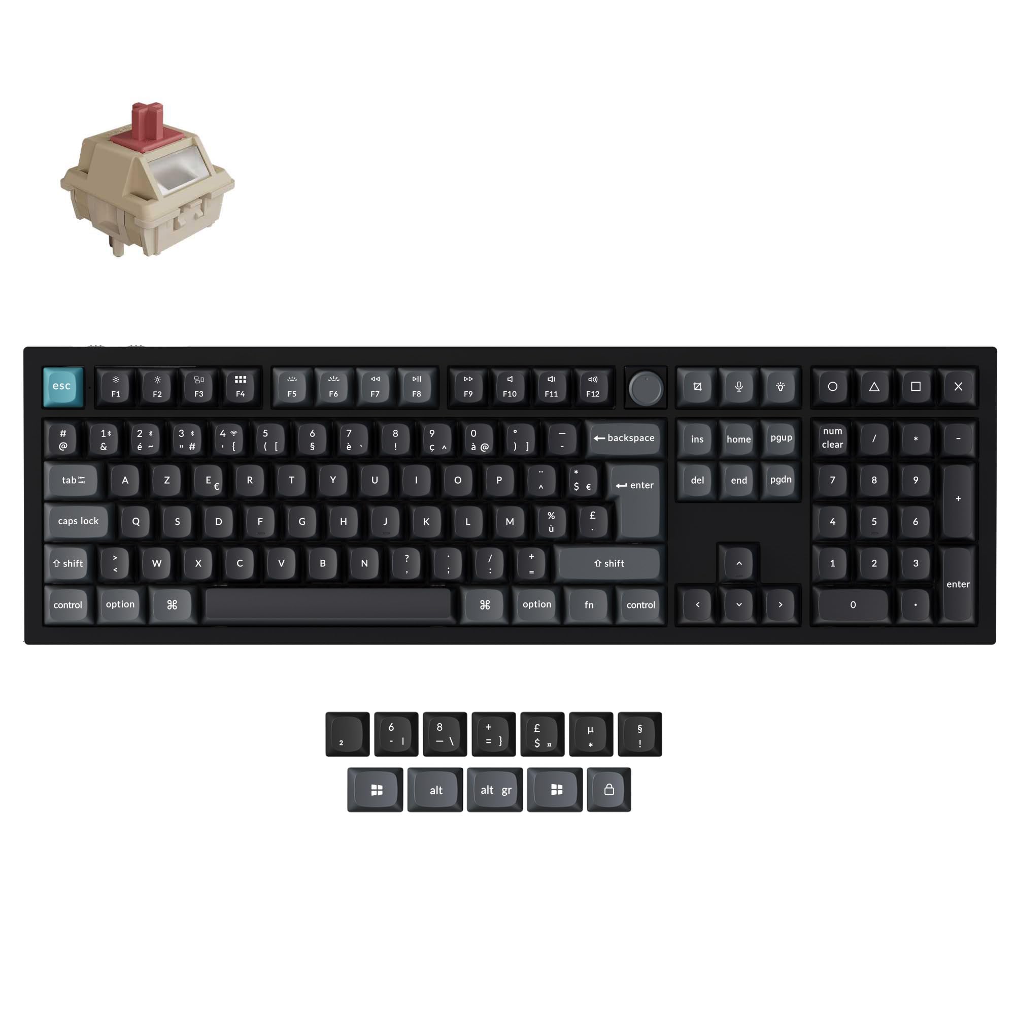 Keychron Q6 Ultra Clavier Mécanique sans Fil Aluminium 8K Polling Rate AZERTY, 2.4 GHz/Bluetooth/Fil Pleine Taille RGB Personnalisable, Hot-Swap Pom Rouge Switch pour Mac Windows Linux - Noir