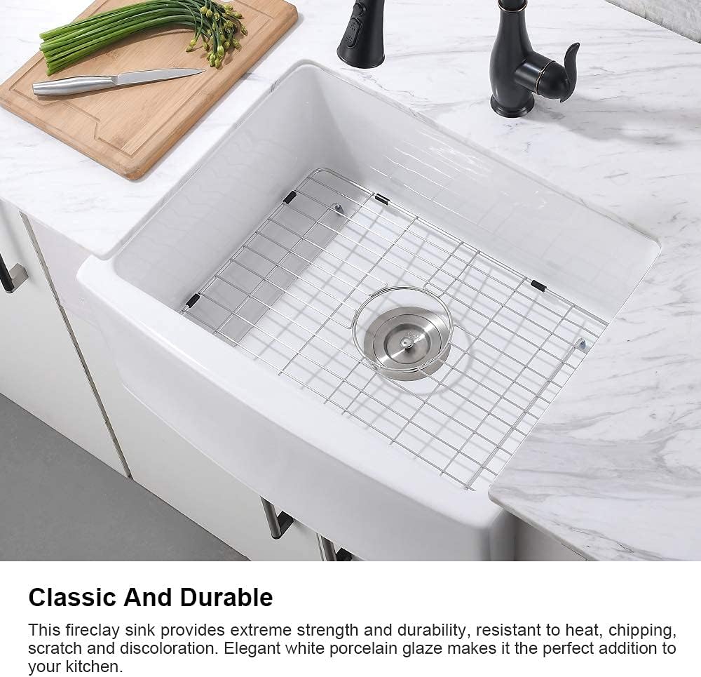 24 Inch Undermount Laundry Sink-Hovheir 24x19 White Farmhouse Sink Undermount Utility Sinks Fireclay Single Bowl Deep Laundry Room Sinks with Bottom Grid