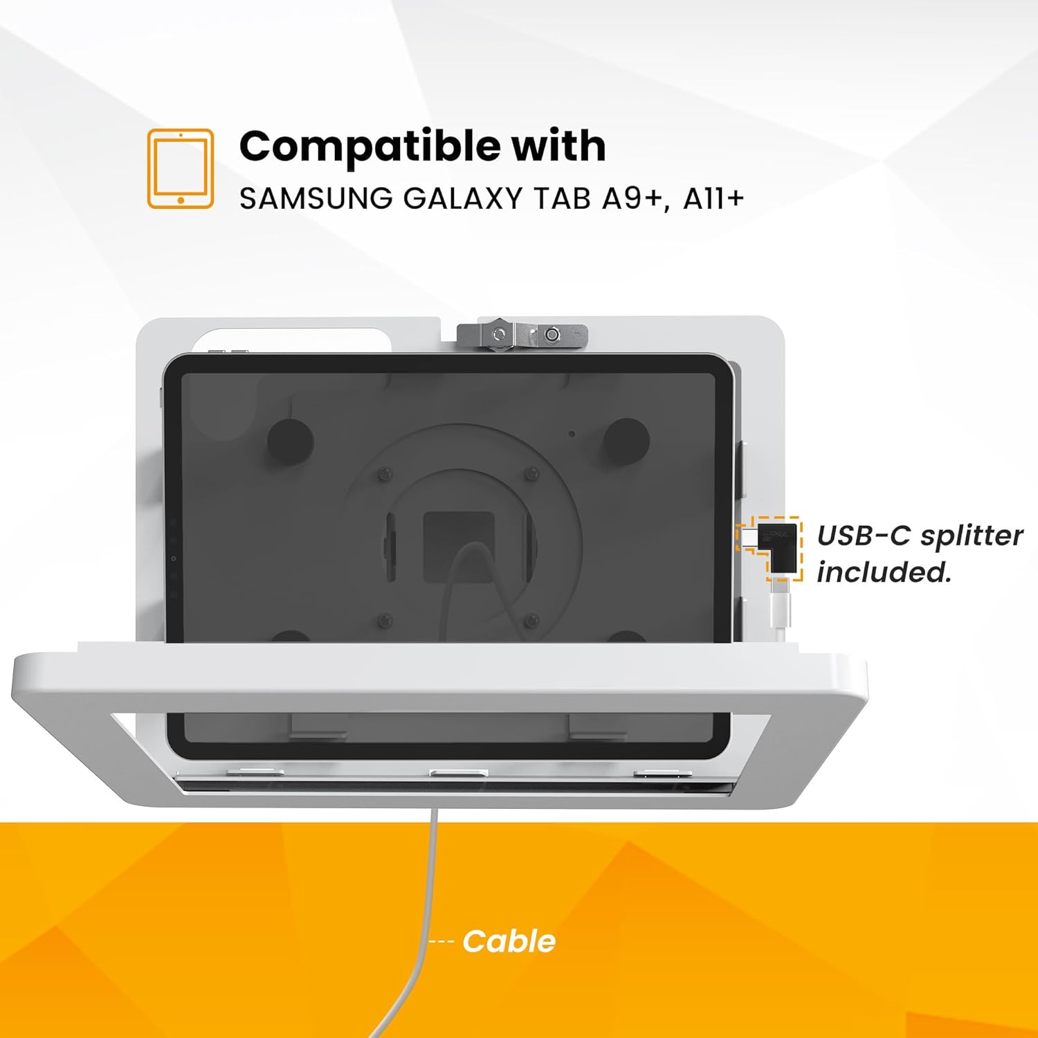 Tablet Wall Mount Compatible with 11" Samsung Galaxy Tab A11+, Tab A9+, Anti-Theft Lock Adjustable - BSW101WJ