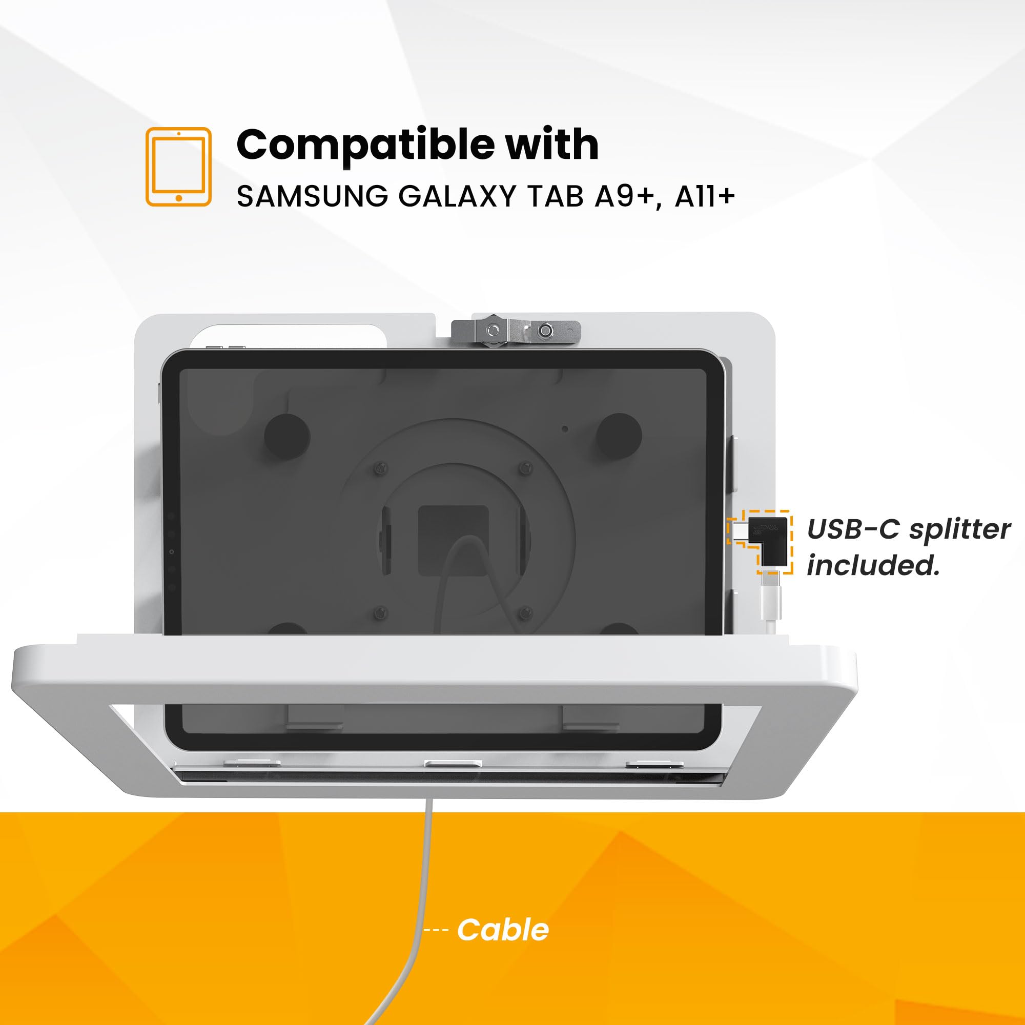 Supporto da parete per tablet compatibile con Samsung Galaxy Tab A11+, Tab A9+, blocco antifurto regolabile - BSW101WJ