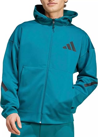 adidas Mens Z.N.E. Full-Zip Hooded Fleece Jacket, Legacy Teal, Large