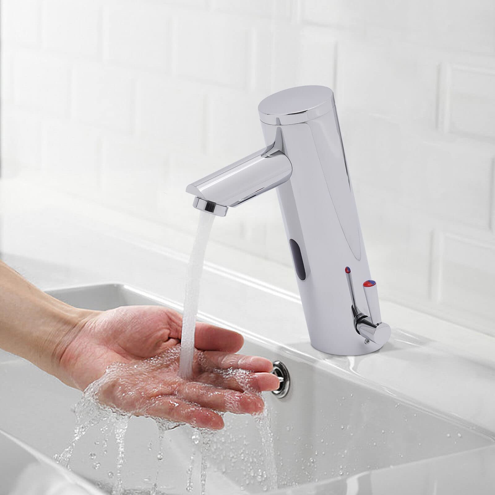 Grifo con sensor de infrarrojos, grifo de baño sin contacto, grifo mezclador para lavabo, bañera, lavadero, baño, infrarrojo