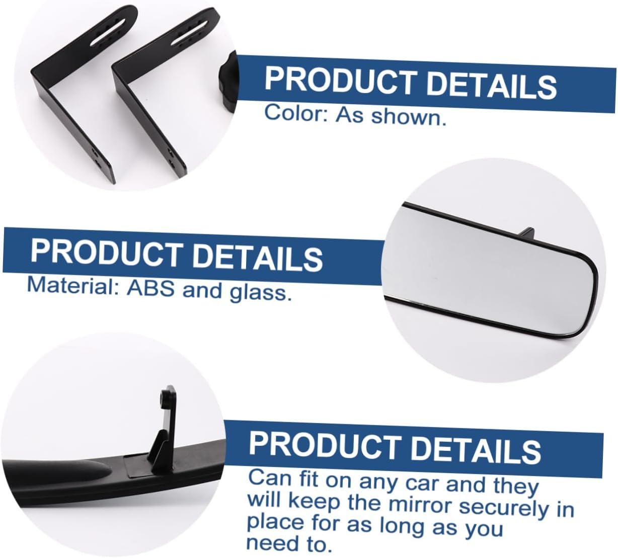 ABOOFAN Car Interior Observation Mirror Shatterproof Rearview Mirror for Enhanced Visibility and Safety for Backing Up and Parking Durable Design for Long Term Use