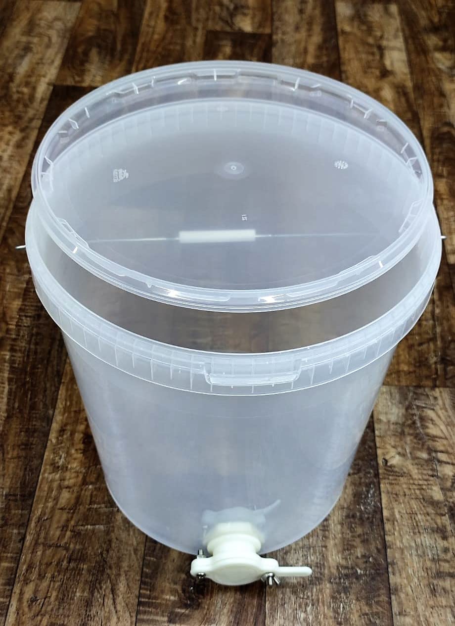 Abfülleimer / Honig Eimer 25kg mit Quetschhahn (Kunststoff Weiß)