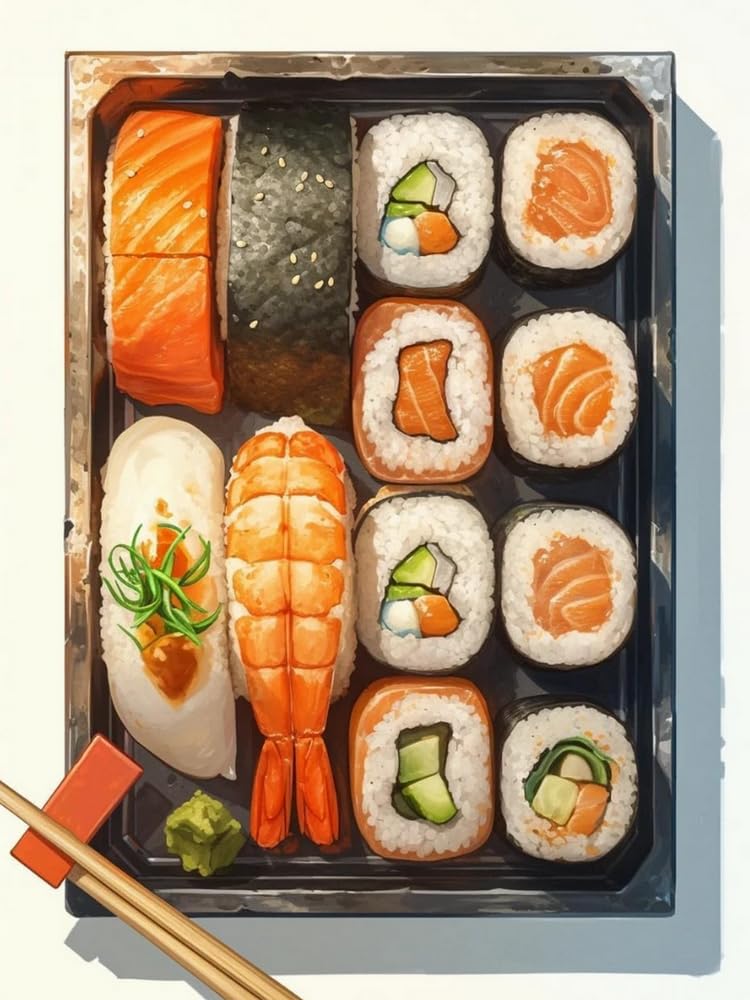 Brennora Embroidery Cross-Stitch Kits for Adults Beginners Pre Printed Cross Stitch Kit Sushi 11CT Needlework Arts and Crafts for Home Decor 16x20 inch