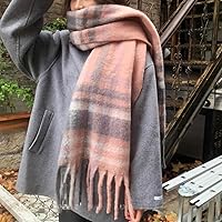 Vista 24 de Bufanda grande y gruesa de gran tamaño, esponjosas, de lana grande, gruesa, cálida para invierno