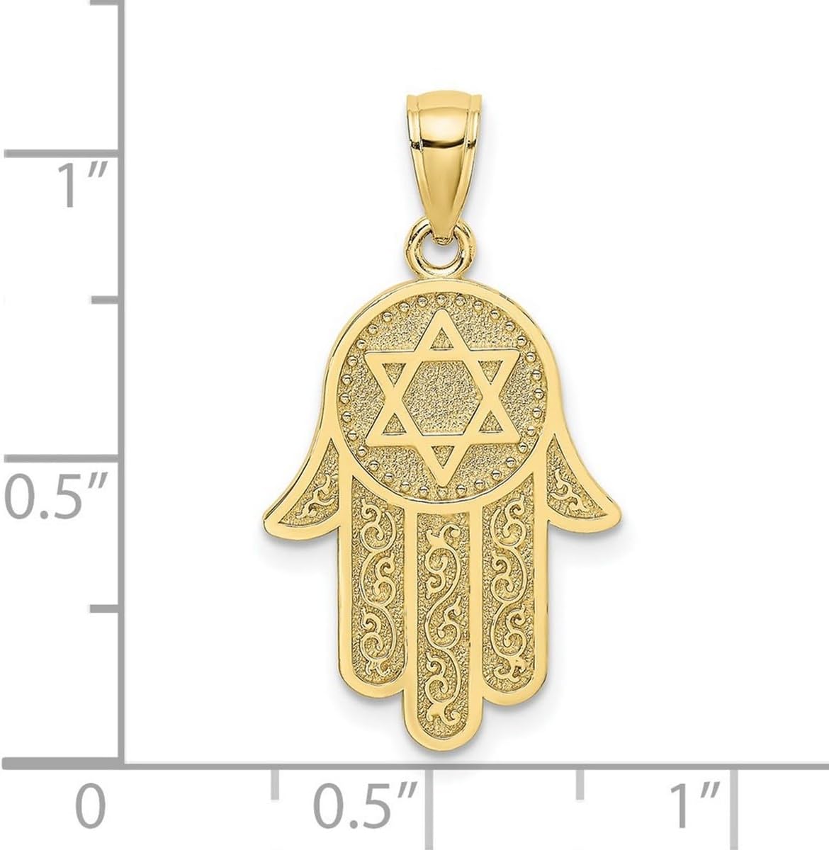 JewelryWeb 10k Gold Jewish Hand Of God With Religious Judaica Star of David 28.3x15mm Wide Pendant Necklace for Women - Image 2