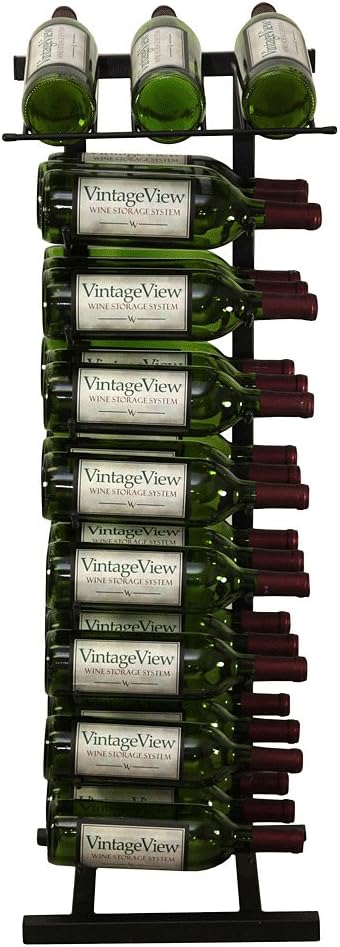 VintageView Point of Purchase Diplay - 27 Bottle Floor Wine Rack (Satin Black) Stylish Modern Wine Storage with Label Forward Design