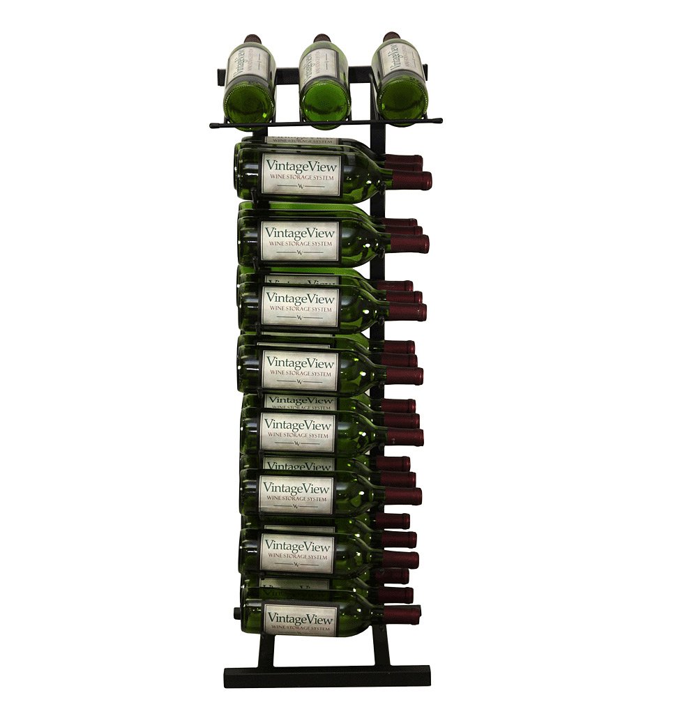 VintageView Point of Purchase Diplay - 27 Bottle Floor Wine Rack (Satin Black) Stylish Modern Wine S