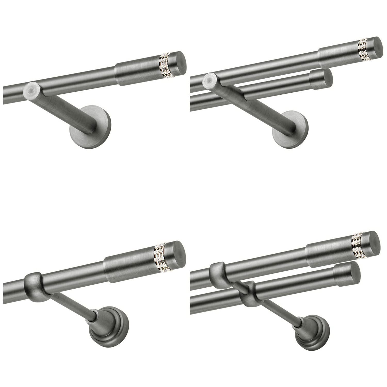 Tringle à Rideaux Double MDEKOR 180cm - Métal Argenté 19mm, Fixation Murale