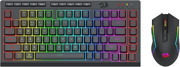 Redragon Wireless Gaming Keyboard and Mouse Combo, Bluetooth/2.4G/USB-C, RGB Backlit, Macro Keys, Rechargeable, Software Support, 75% Portable Quiet Membrane Keyboard & 12800 DPI Mouse