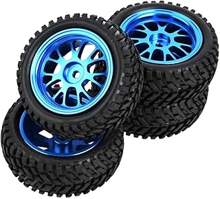 Drfeify RC Truck Wheel Rally Tire, Blue Metal RC Tires Wheel Rally Tyres Upgrade Parts for WL 1/18 A959 A979 A969 RC Crawler Car