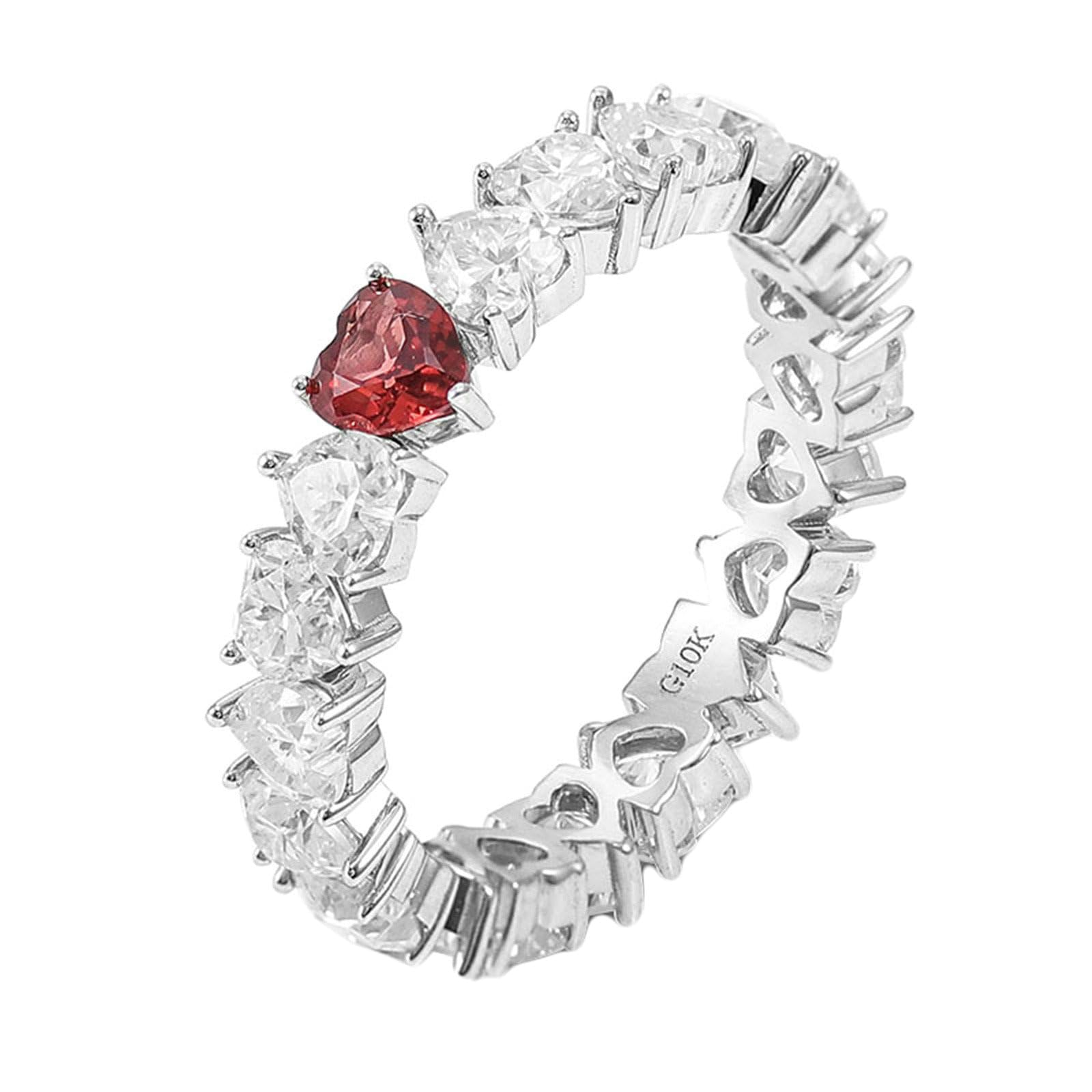 Anello di fidanzamento 18 carati taglio a cuore rosso bianco Lab creato rubino moissanite anello di fidanzamento coppie oro eternità