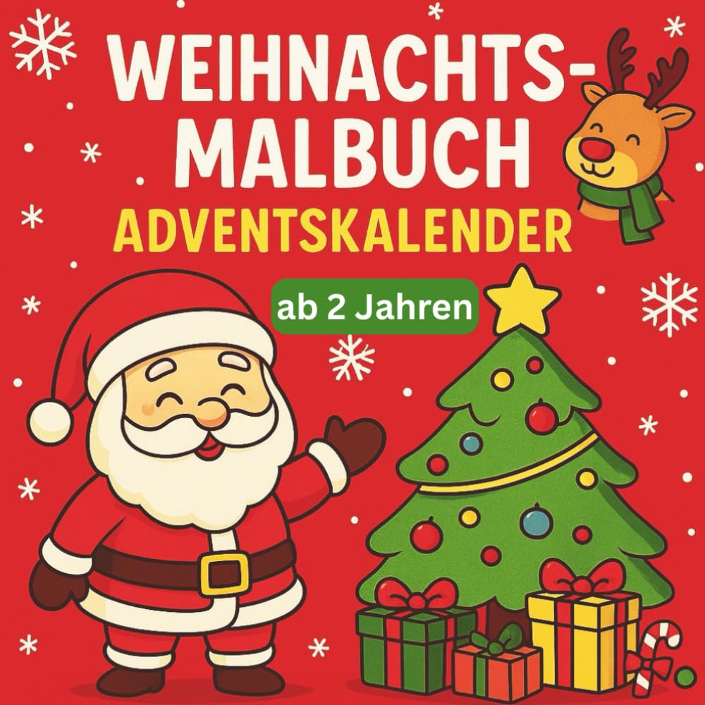 Weihnachtsmalbuch (Adventskalender) für Kinder ab 2 Jahren von Kimabu: 24 weihnachtliche Ausmalbilder + 2 extra Ausmalbilder – Adventskalender-Malbuch ... & Vorschulkinder - Weihnachtsgeschenk Kinder