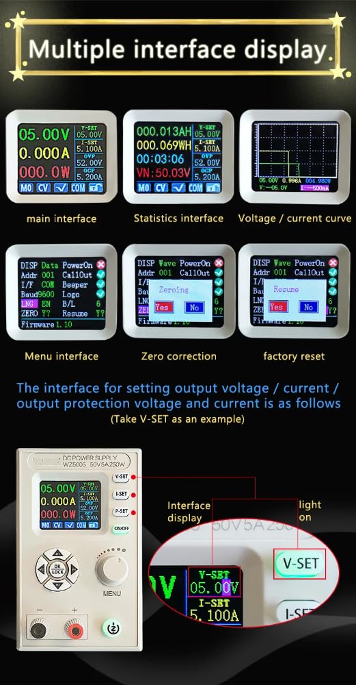 DollaTek Zasilacz pr?du sta?ego z regulacj? wyj?cia DC0-50V 5A 250W zasilacz prze??czaj?cy z 4-cyfrowym wy?wietlaczem LCD do sprz?tu laboratoryjnego i testów elektronicznych
