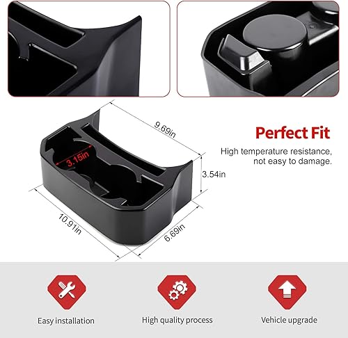 Miniatura 3 de Soporte para tazas trasero JL, soporte doble extra para tazas, bandeja organizadora de bebidas para asiento trasero compatible con Jeep Wrangler JL