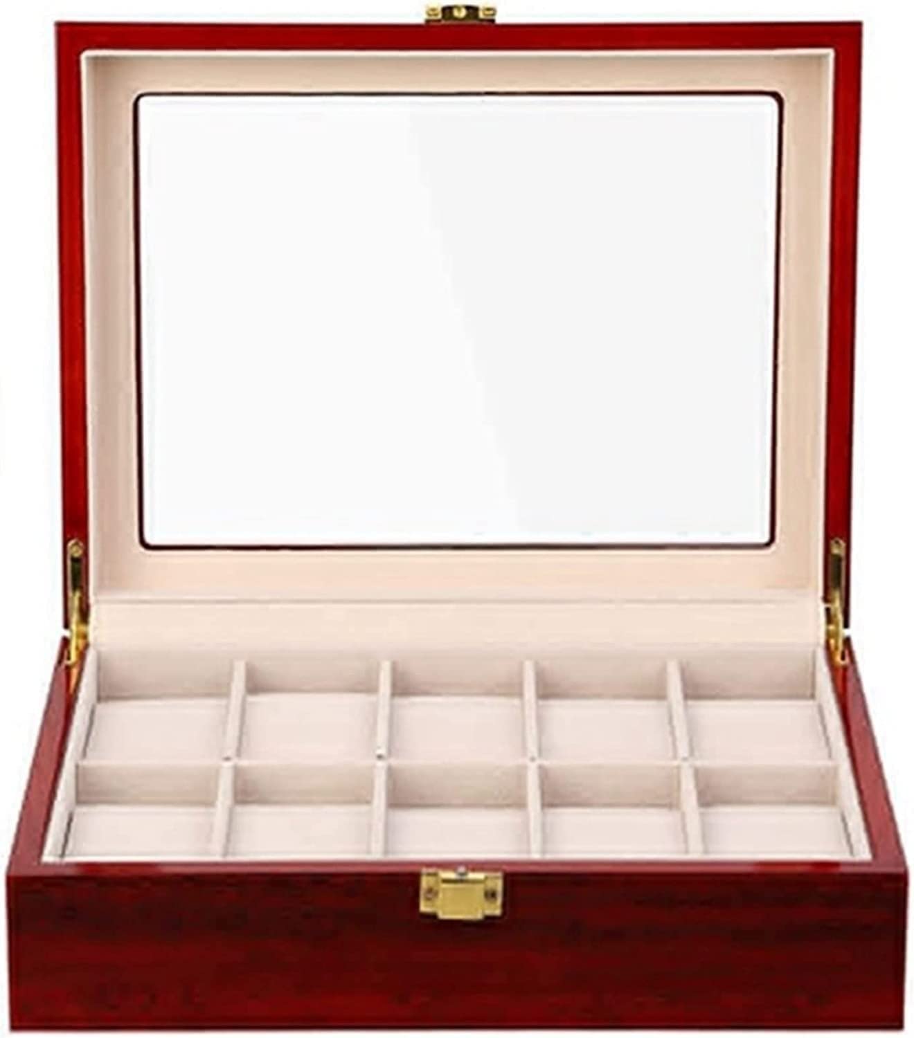 Estuche para Relojes, Enrollador De Relojes, Caja De Madera para Relojes, Caja De Almacenamiento De Joyas con Tapa De Cristal para Relojes De Hombre, Caja De Almacenamien,
