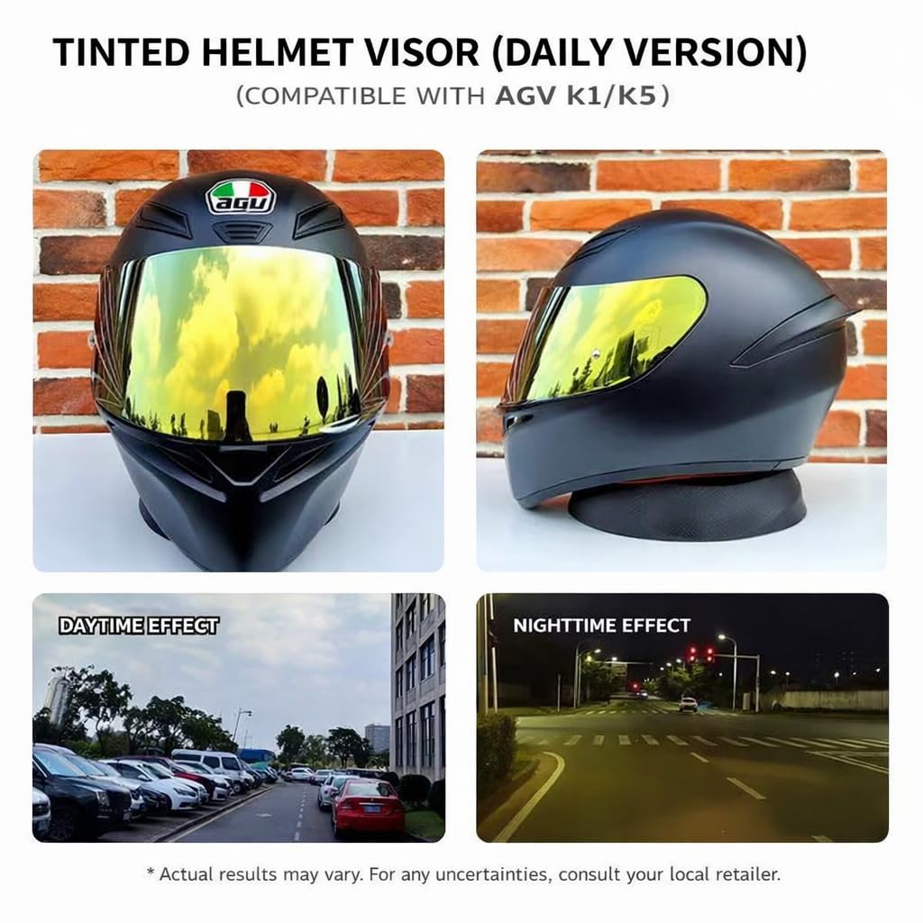 AGV K1 Visor Replacement for K1 K1S Helmet Tinted UV Protection Face Shield Compatible with K1 K1S K3SV K5 K5S Models（Deep Gold