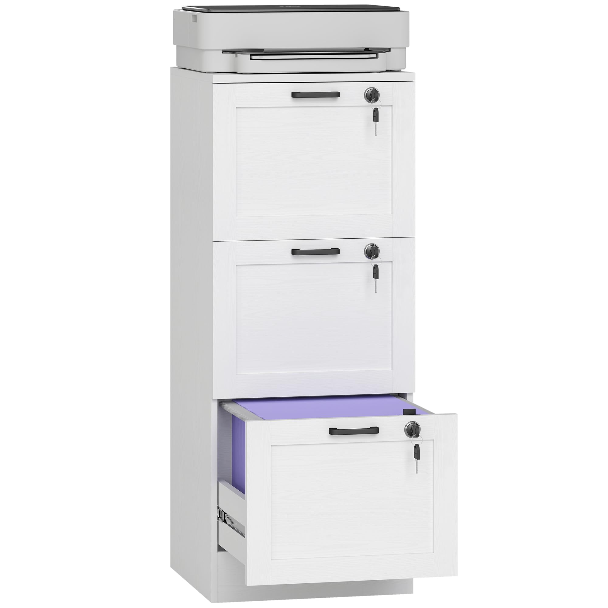 Homcom "3 Drawers Offer Large Storage;","Adjustable Rail Accommodates A4 And Letter Files;","Each Drawer Features A Lock For Secure Storage;"